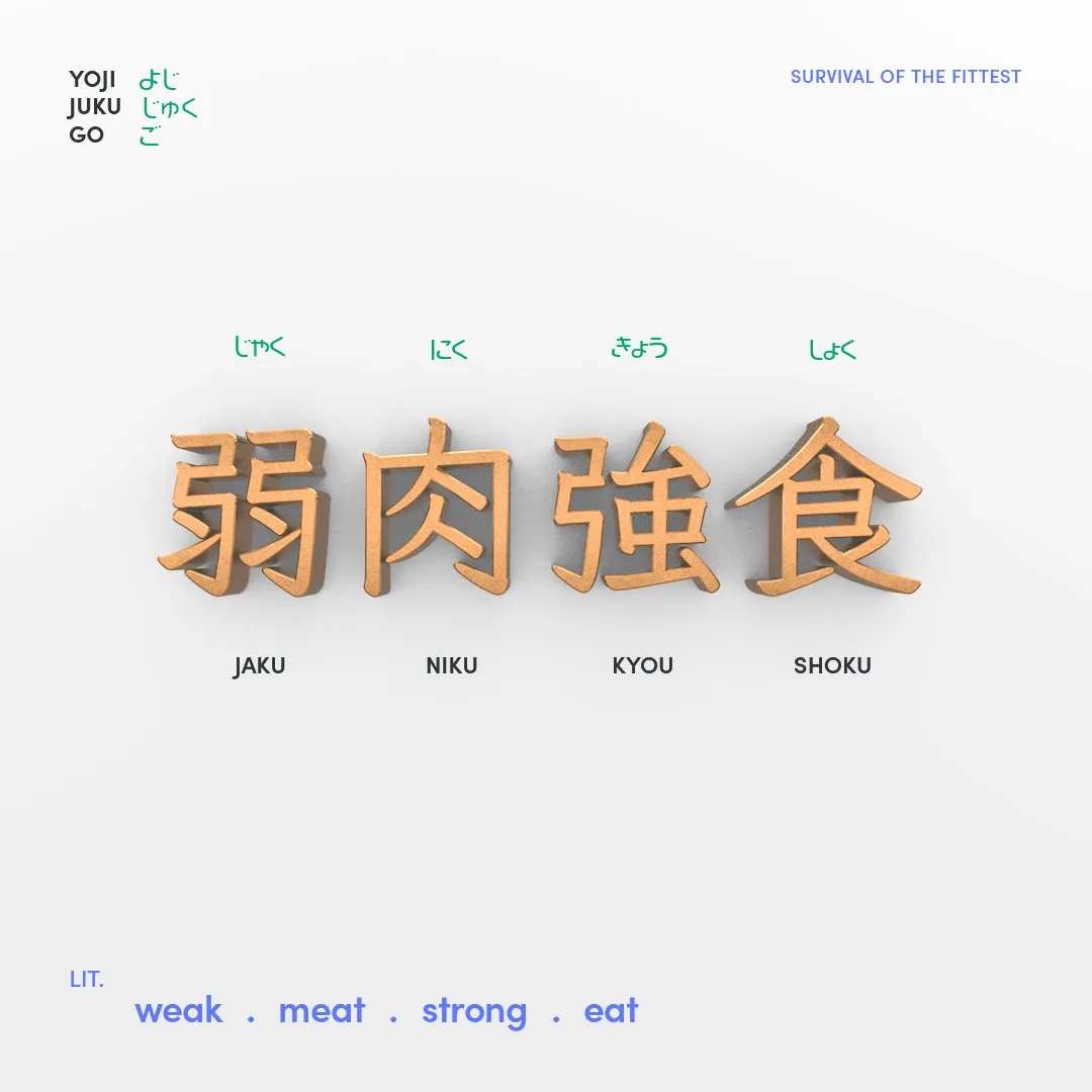 3D Kanji representation of Yojijukugo for Survival of the Fittest